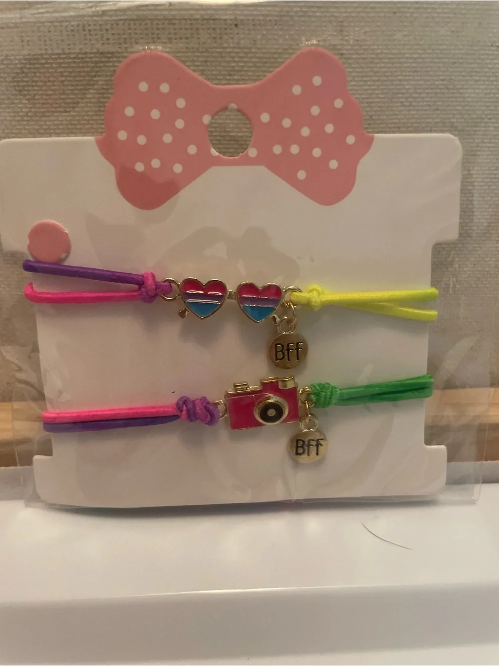 Best friends bracelets BFF Heart & Camera Kids Bracelet Set